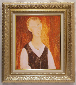 絵画 世界の名画シリーズ 額縁付(MJ108N) アメディオ・モディリアーニ 「若き農夫の肖像」 お買い得サイズ： F6号 プリハード