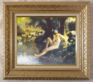 Art hand Auction Gemälde World Masterpieces Series Gerahmt (MJ108N) Jean-Francois Millet Das vogelbeobachtende Mädchen Schnäppchen Größe: F6 Prehard, Kunstwerk, Malerei, Andere