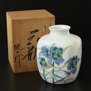 ◎509457 美品 有田焼 鳳仙窯 小野琥山 染錦 花入