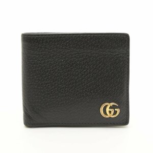 □509815 GUCCI グッチ 二つ折り財布 GGマーモント レザーコインウォレット 428725 メンズ ブラック