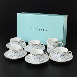 ●472405 【SALE♪】未使用品 TIFFANY&Co. ティファニー ダンシングT C&S 5客 マグカップ1客セット 【廃盤・希少】 カップ&ソーサー