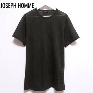 新品同様 未使用 JOSEPHHOMME ジョセフオム シアーTシャツ コットン&ナイロン 透け感 クルーネック 半袖トップス メンズ 46 カーキ 夏物