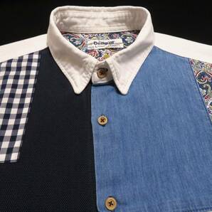 美品 Desigual デシグアル パッチワークデザインシャツ クレイジーパターン 長袖トップス メンズウエア 紳士 Lサイズ オールシーズンの画像3