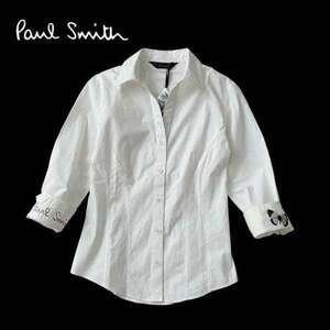 NC893ね@ Paul Smith BLACK LABEL バタフライ 蝶 ドレスシャツ レディース 38/M 　0.6