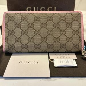 グッチ　GUCCI 財布　長財布　GGキャンバス　ラウンドファスナー　レディース　