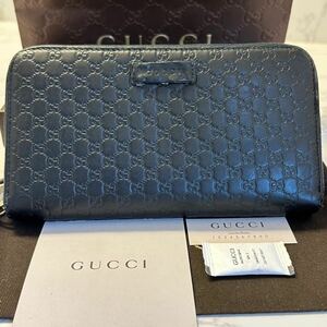 グッチ　GUCCI 財布　長財布　マイクロGG ラウンドファスナー　メンズ