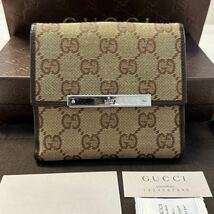 グッチ　GUCCI 財布　二つ折り　折り財布　GGキャンバス　レディース_画像1