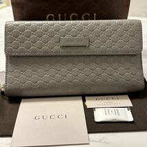 グッチ　GUCCI 財布　長財布　マイクロGG ラウンドファスナー　メンズ　_画像1