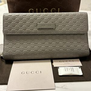 グッチ　GUCCI 財布　長財布　マイクロGG ラウンドファスナー　メンズ　