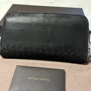 超希少　ボッテガヴェネタ　BOTTEGA VENETA 財布　長財布　リザード　イントレチャート　ラウンドファスナー　メンズ　