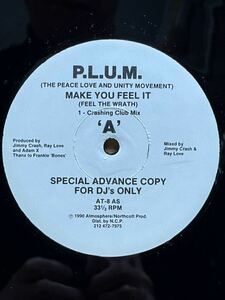 【 Frankie Bones, Tommy Mustoプロデュース！！】P.L.U.M. - Make You Feel It ,Atmosphere Records - AT-8 ,12,Advance Promo