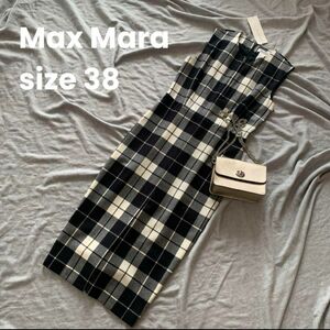 【新品未使用】38 Max Mara マックスマーラ　ロングワンピース　チェック ノースリーブ