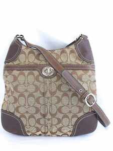 COACH Coach signature canvas × leather shoulder bag F13979 Brown 