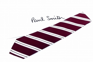 Paul Smith ポールスミス ストライプ シルク ネクタイ ボルドー×ホワイト