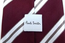 Paul Smith ポールスミス ストライプ シルク ネクタイ ボルドー×ホワイト_画像4