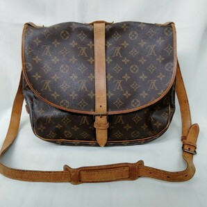 ルイヴィトン ソミュール 35 M42254 モノグラム ショルダーバッグ 斜め掛け LOUIS VUITTON ブラウン バッグ 古い キズ多数の画像2