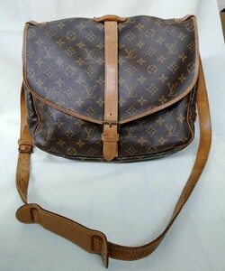 ルイヴィトン ソミュール 35 M42254　モノグラム ショルダーバッグ 斜め掛け　LOUIS VUITTON ブラウン バッグ　古い　キズ多数