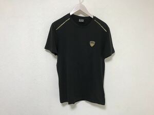 本物エンポリオアルマーニEMPORIOARMANIEA7コットンストレッチワッペンロゴ半袖Tシャツ旅行トラベルメンズゴルフビジネススーツ黒ブラックL