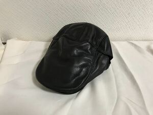 新品未使用本物セレブレザーリアル本革レザー鹿皮ディアスキン帽子ワークハンチングベレー帽旅行トラベルメンズレディースゴルフ黒ブラック