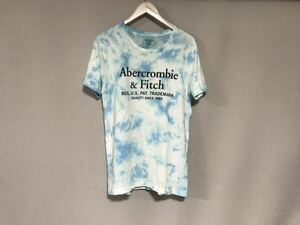 本物アバクロアンドフィッチAbecrombie&Fitchプリント後染め柄半袖TシャツメンズサーフアメカジミリタリーS青ブルー