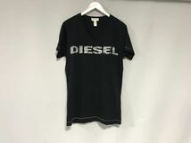 本物ディーゼルDIESELコットンVネックプリント半袖Tシャツメンズサーフアメカジミリタリーワークビジネススーツ黒ブラックMインド製_画像1