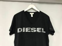 本物ディーゼルDIESELコットンVネックプリント半袖Tシャツメンズサーフアメカジミリタリーワークビジネススーツ黒ブラックMインド製_画像2