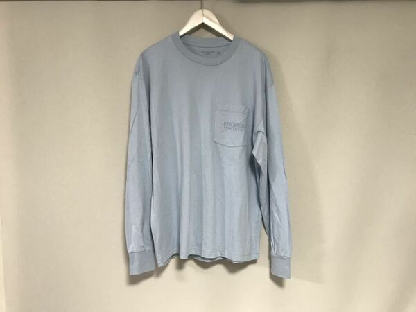 本物アバクロアンドフィッチAbercrombie&Fitchコットンプリント長袖TシャツロンTメンズサーフアメカジミリタリーワーク青ブルーS