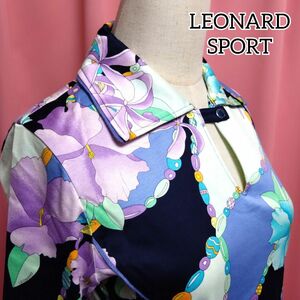 LEONARD SPORT／レオナールスポーツ／七分袖トップス／蘭・フラワープリント／size 40