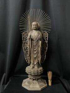  large height 66cm. wave sculpture Buddhism handicraft era sculpture . camphor tree material tree carving Buddhism ... finishing goods ground warehouse . ground warehouse bodhisattva . image 