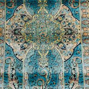 百貨店展示品 Negin Mashhad Helel工房 シルク100％ 最高峰225万ノット イラン産 手織り 高級ペルシャ絨毯 101×152cm #14の画像7