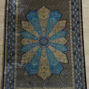百貨店展示品 シルク100％ 最高峰225万ノット イラン産 手織り 高級ペルシャ絨毯 148×223cm #4の画像2
