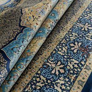 百貨店展示品 シルク100％ 最高峰225万ノット イラン産 手織り 高級ペルシャ絨毯 148×223cm #4の画像4