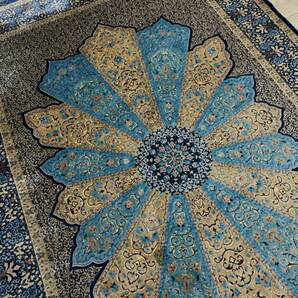 百貨店展示品 シルク100％ 最高峰225万ノット イラン産 手織り 高級ペルシャ絨毯 148×223cm #4の画像8