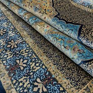 百貨店展示品 シルク100％ 最高峰225万ノット イラン産 手織り 高級ペルシャ絨毯 148×223cm #4の画像5