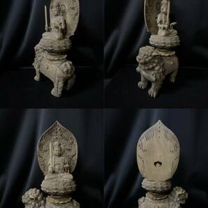 古美術 総楠材 仏教工芸品 木彫仏教 時代彫刻 極上品 仏師で仕上げ品 文殊菩薩 普賢菩薩座像の画像9