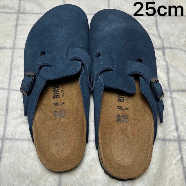 Birkenstock Boston ビルケンシュトック ボストン スエード ネイビー 39 25 25cm 試着のみ ほぼ未使用