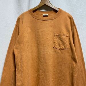 オールド アメリカ製 GOODWEAR 長袖 ポケットTシャツ 90s 古着 ヴィンテージ オレンジ L グッドウェア USA 米国製 長袖Tシャツ ロンT