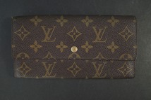 ルイヴィトン LOUIS VUITTON 長財布 ポルトフォイユ サラ モノグラム フラップ ジップ ゴールド 金具 ロゴ ブラウン メンズユニセックス_画像1