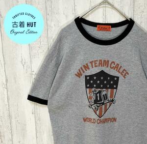 CALEE　キャリー　リンガーTシャツ　レーシング　グレー　#h591