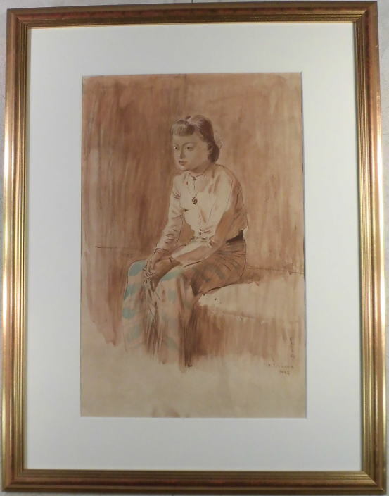 1 yen ~ Kounosuke Tamura Burmese Girl ★★, artwork, painting, pastel painting, crayon drawing