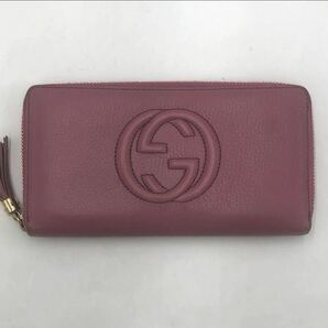 グッチ GUCCI ラウンドファスナー ジップ 長財布 ソーホー ピンク ダブルGGの画像2