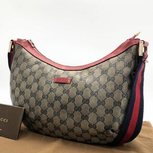 【入手困難】GUCCI グッチ ショルダーバッグ ハーフムーン シェリーライン GGインプリメ　斜め掛け