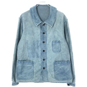 OUTIL ウティ VESTE LAVAL モールスキンカバーオールジャケット ブルー 3 ITN207CFK3UO