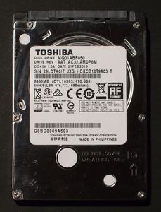 【使用4641時間】東芝 2.5 HDD 500GB SATA