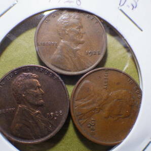 アメリカ１セント硬貨３種類 １９２８年 コレクター放出品の画像1