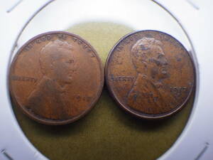 リンカーン１セント硬貨　１９１７年１７S　２種類　コレクター放出品