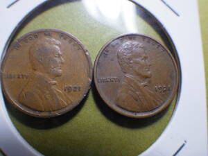 リンカーン１セント硬貨　１９２１年２１S　２種類　コレクター放出品