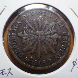 ウルグアイ１８６９年A １センチモス銅貨 コレクター放出品の画像1