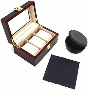  wooden red wristwatch storage case 3ps.@ for 1 pcs for case attaching Cross attaching wristwatch collection case clock exhibition bok Swatch Impact-proof 