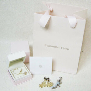 ■Samantha Tiara【サマンサティアラ】K10YG パール フープ ピアス 箱付 チャーム2個付き■